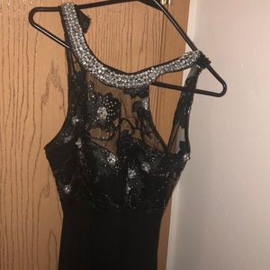 Jcpenny’s halter top black-silver long prom dress